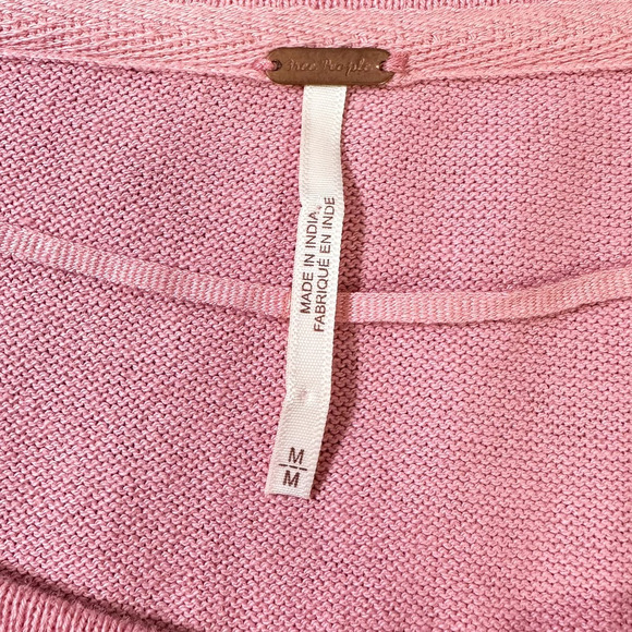 Free People Light Magic Printed Sleeve Henley Top Vintage Pink Women Medium - Picture 5 of 10